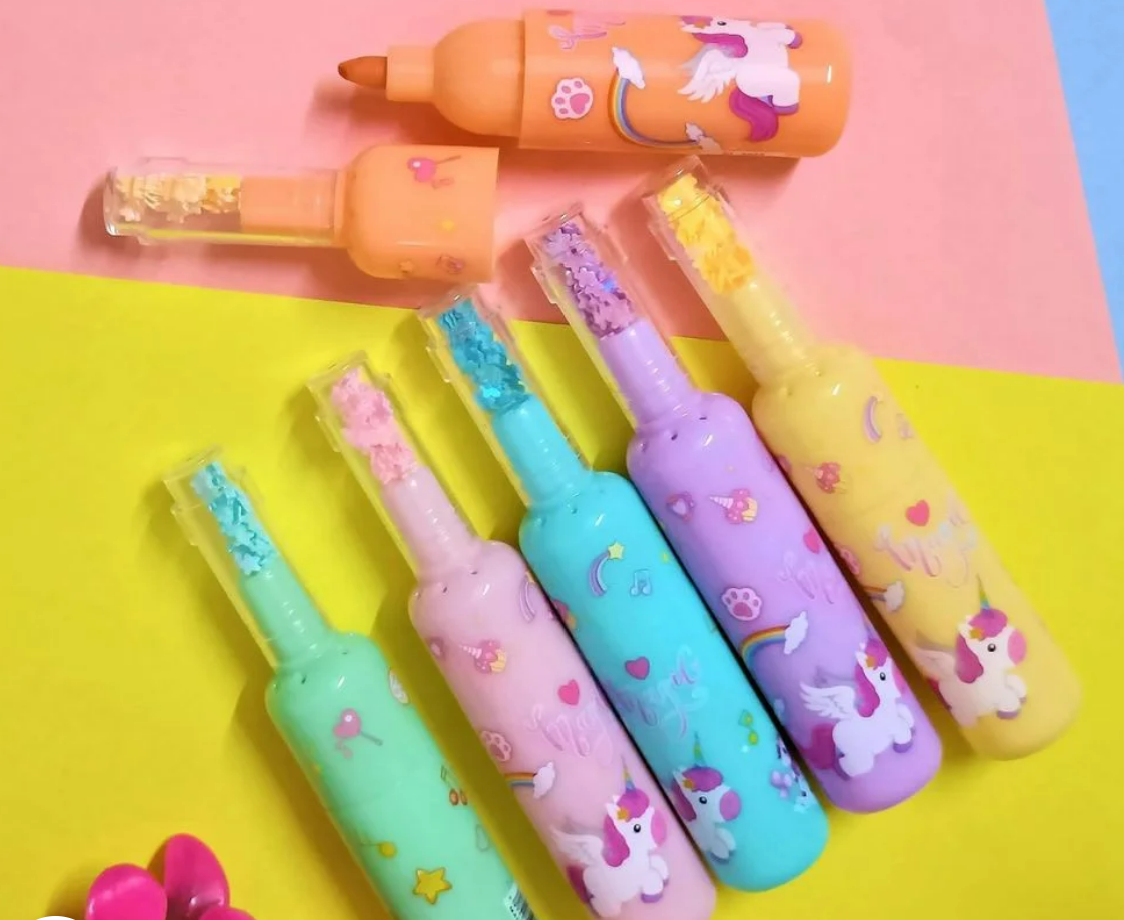 Glitter High Lighter Pen Unicorn