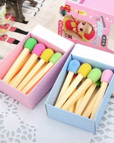 Matchstick Multicolour Eraser - Set of 8