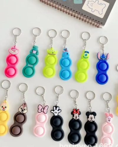 Cartoon theme Silicon Pop it Keychain