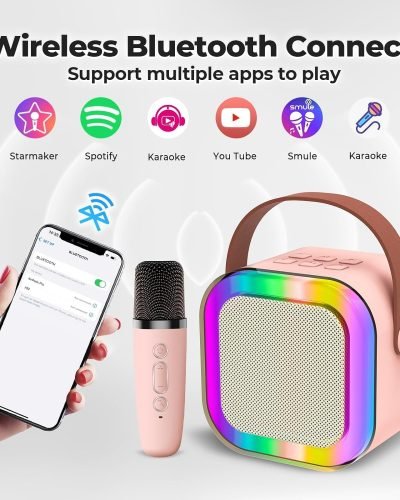 LED Color-Changing Karaoke Microphone 48W Bluetooth Party Speaker with 16W Bluetooth Speaker