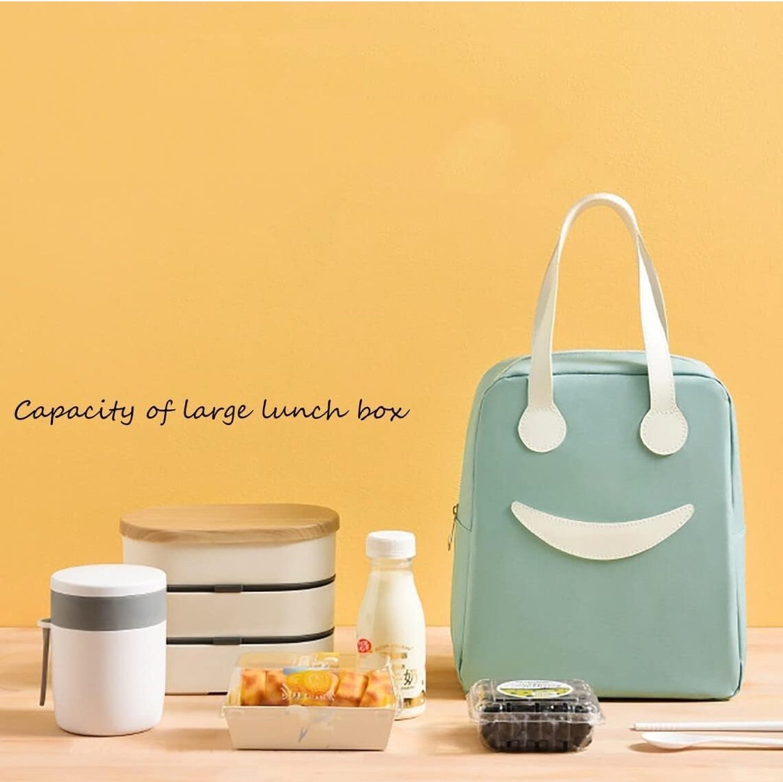 Large Insulated Thermal Smiley Lunch Bag