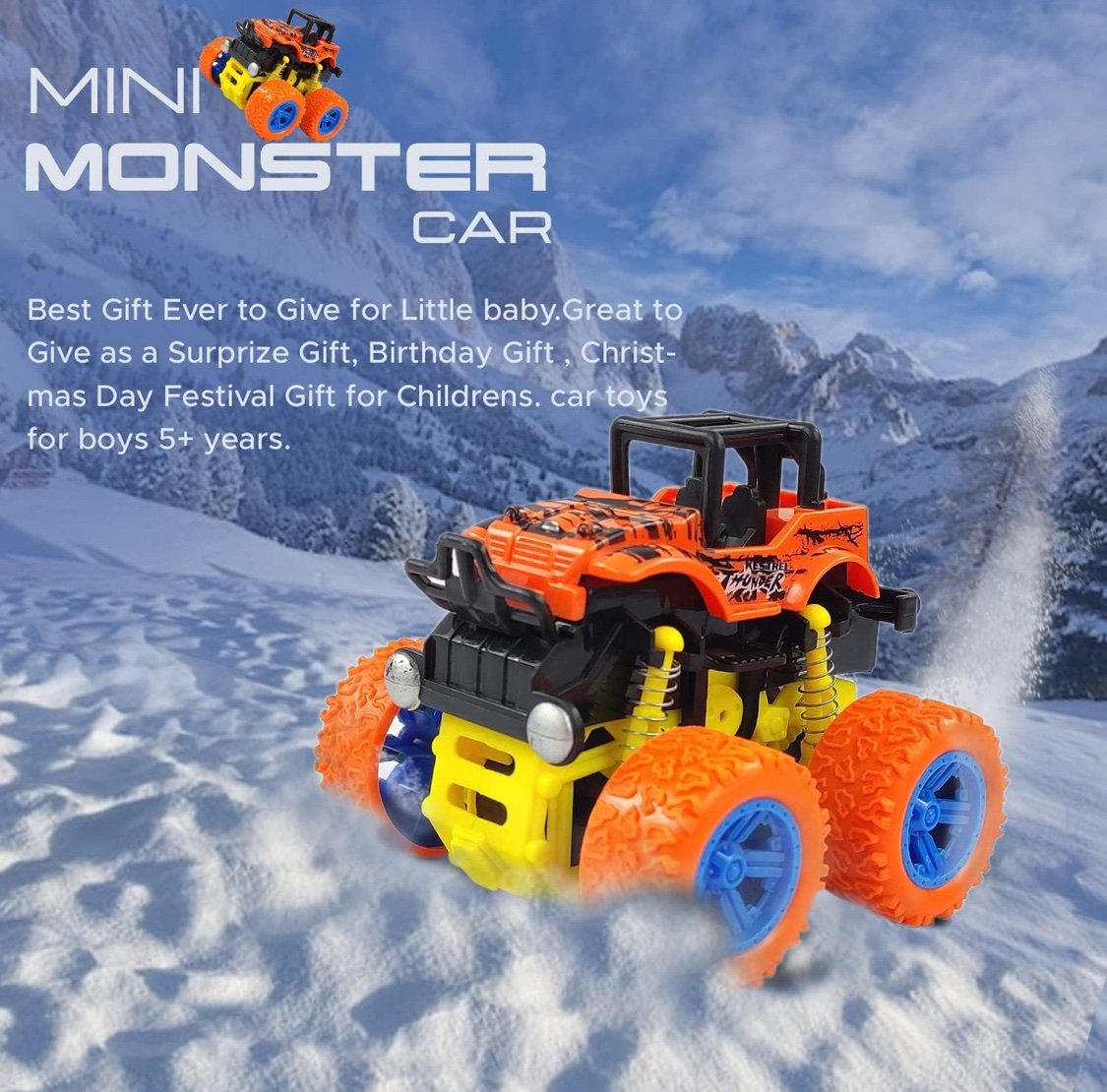 Mini Monster Friction Powered Truck Cars for Kids