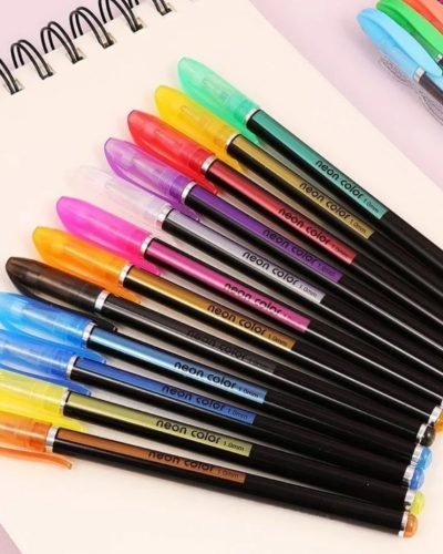 Sparkling Neon Color Glitter Pen Set ( Pack of 12 )