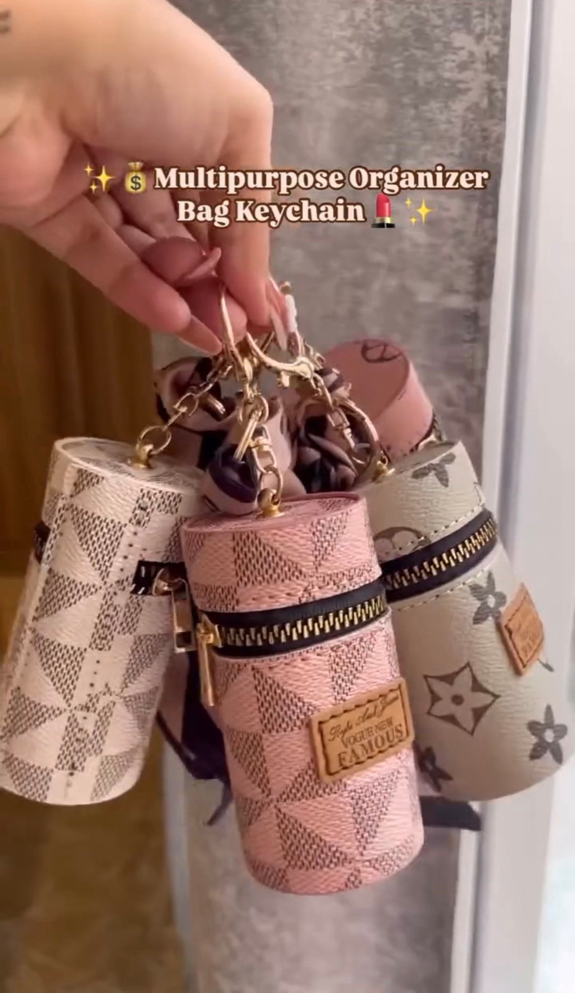 Pouch Key Chain Bag Charm Faux Leather