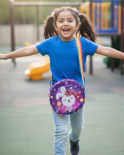 Trendy Holographic Round Sling Bag in Cartoon Character Theme