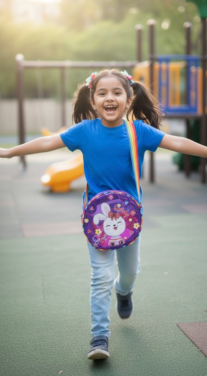 Trendy Holographic Round Sling Bag in Cartoon Character Theme