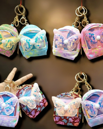 Mini Glittery Coin Pouches Bag Charms Keychain